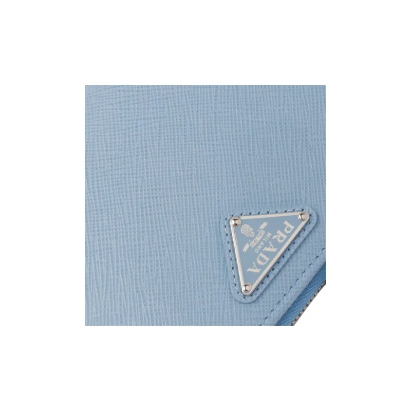 PRADA Saffiano Leather Wallet Small Size Women's Light Blue-4