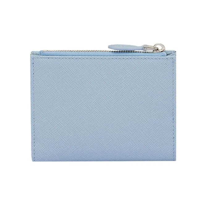PRADA Saffiano Leather Wallet Small Size Women's Light Blue-1