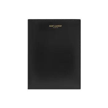 SAINT LAURENT PARIS Patent Leather Card Holders Passport Holders Men's Black