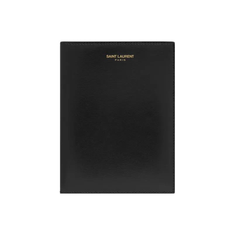 SAINT LAURENT PARIS Patent Leather Card Holders Passport Holders Men's Black-0