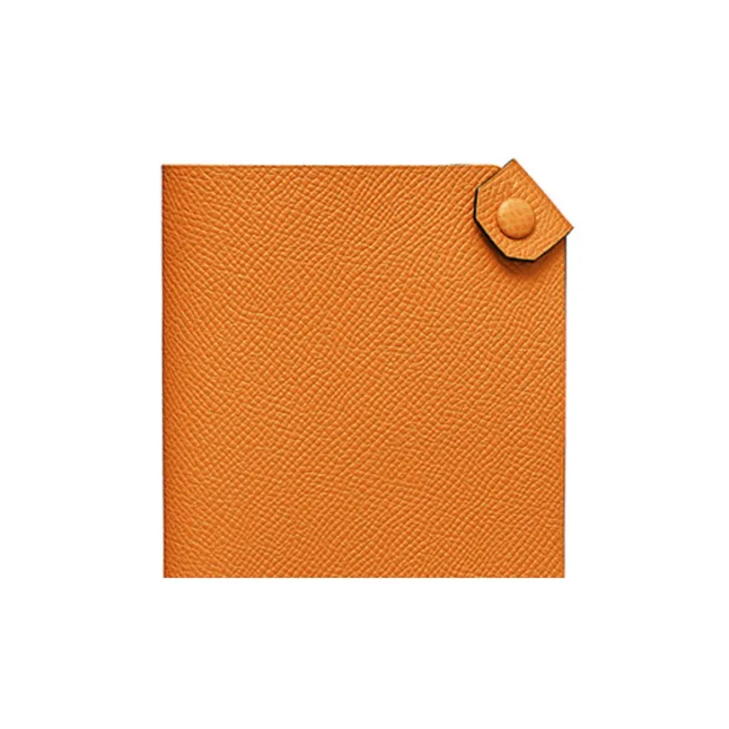 HERMES Tarmac Cow Leather Passport Holder Men's Apricot Yellow-1