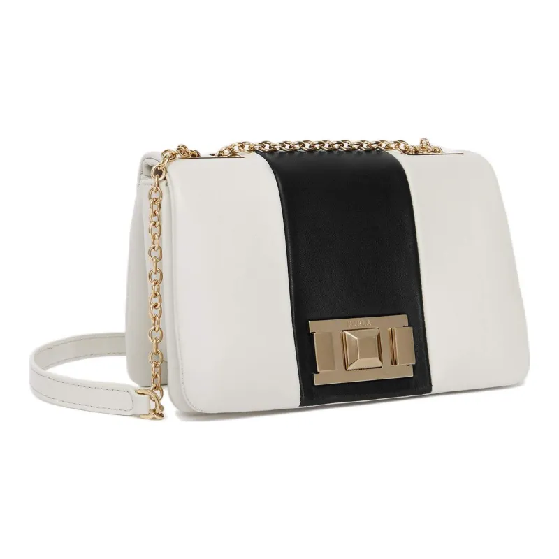 Furla Leather Shoulder Bag Crossbody Bag Mini Women's White & Black-1