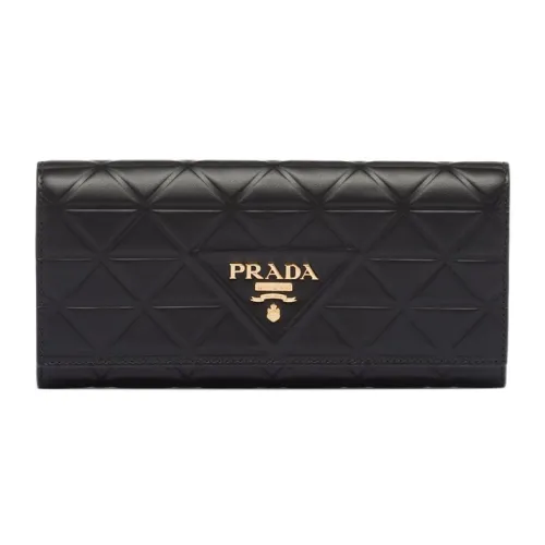 PRADA Leather Wallet Large Size Women's Black