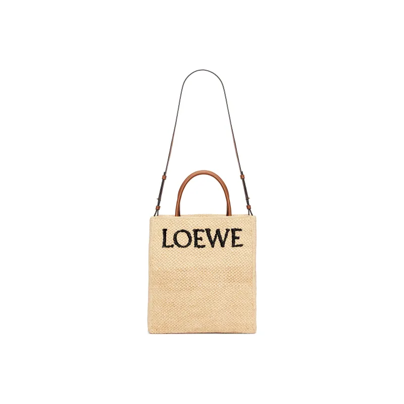 LOEWE Straw Woven Tote Bag, Shopping Bag, Handbag Women's Natural & Black-3