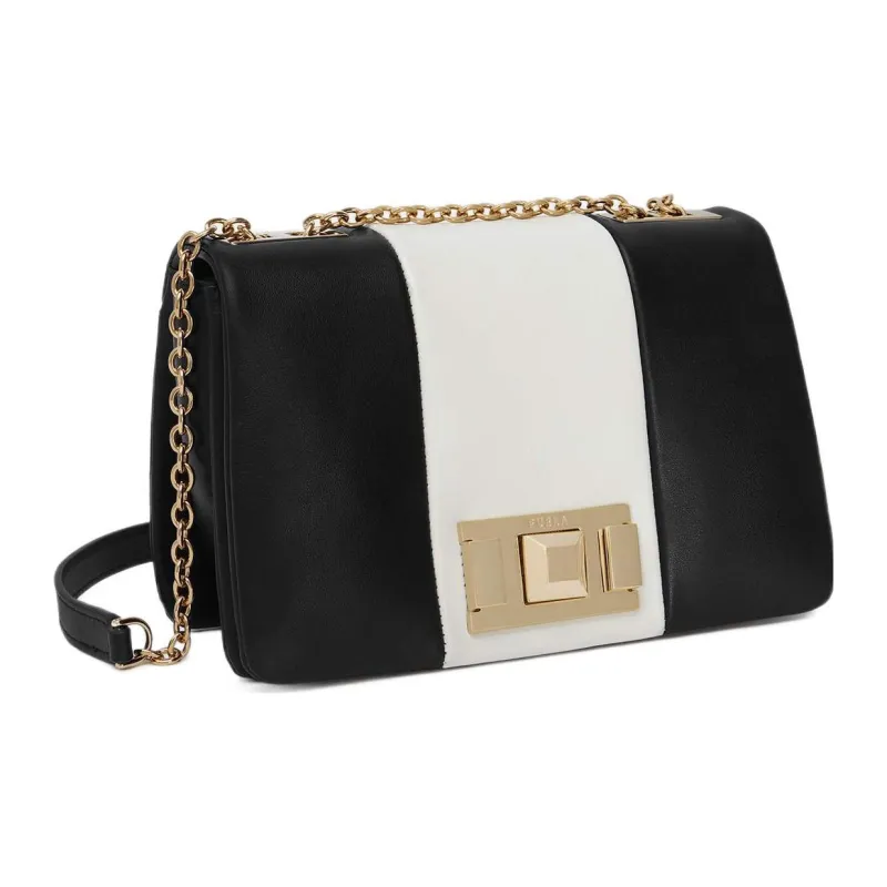 Furla Leather Shoulder Bag Crossbody Bag Mini Women's Black & White-1