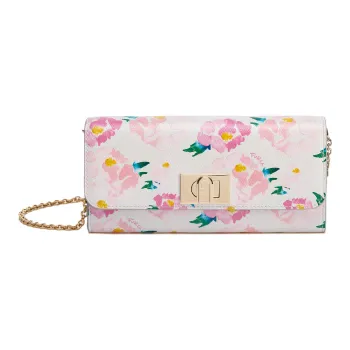 Furla 1927 Collection Leather Shoulder Bag Crossbody Bag Wallets Extra Large Women's White & Pink