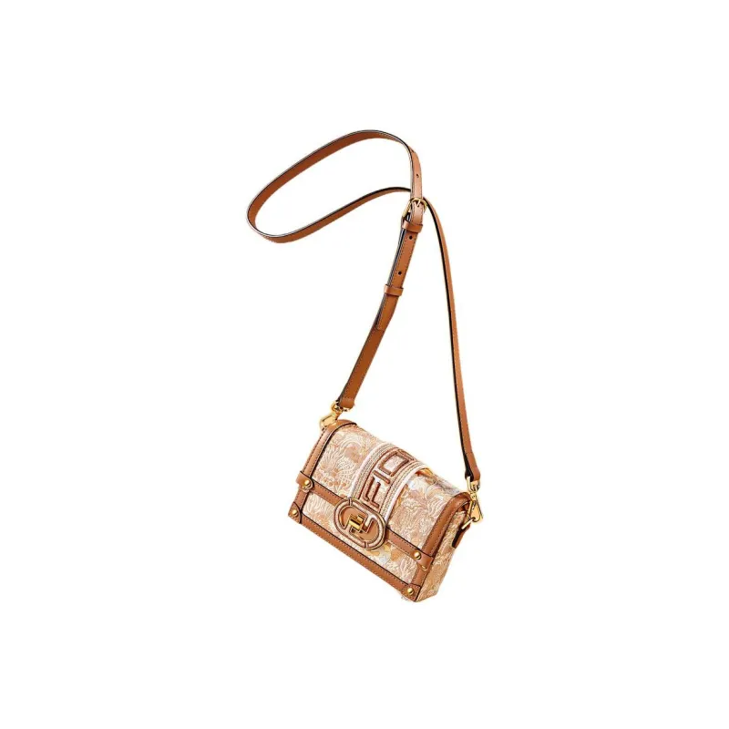 FION Fabric Small Square Bag Shoulder Bag, Crossbody Bag Trumpets Women's Khaki-3