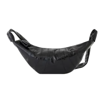 Lemaire Croissant Series Cotton Croissant Bag, Shoulder Bag, Crossbody Bag Medium Size Unisex Black