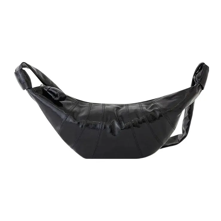Lemaire Croissant Series Cotton Croissant Bag, Shoulder Bag, Crossbody Bag Medium Size Unisex Black-0