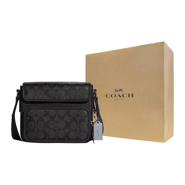 COACH Sullivan Cow Leather Patchwork Messenger Bag Crossbody Bag Shoulder Bag Medium Size Men's Black-7