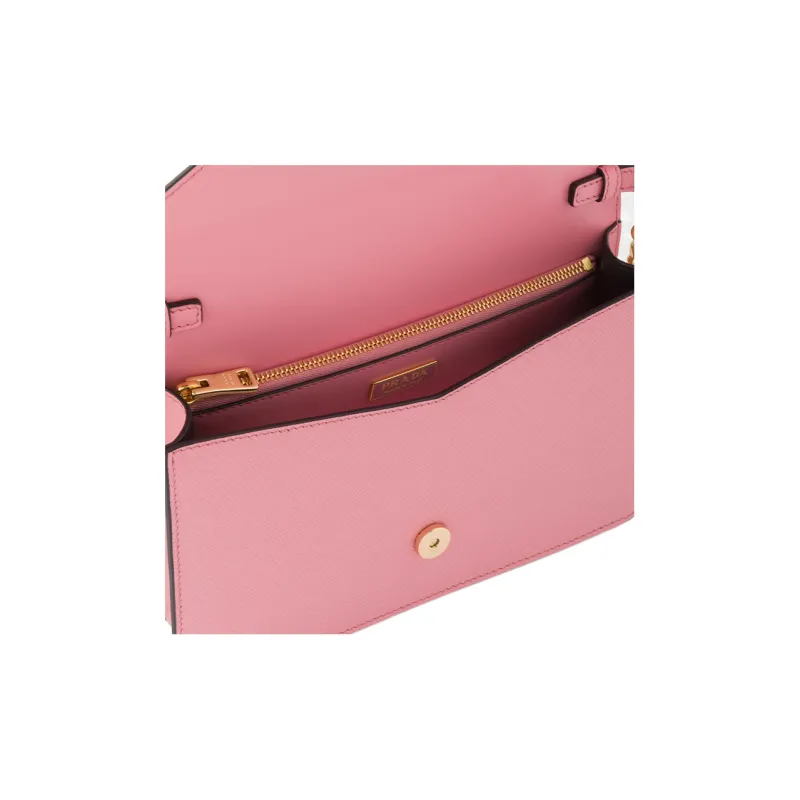 PRADA Saffiano Leather Crossbody Bag, Shoulder Bag Women's Pink-5