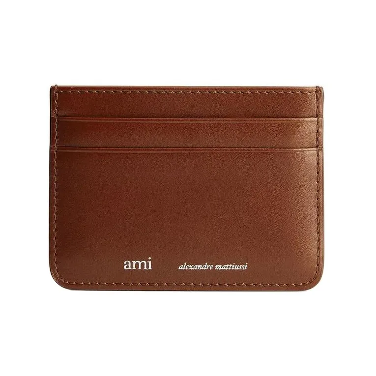 AMIPARIS Calfskin Card Holder Men's Umber-0