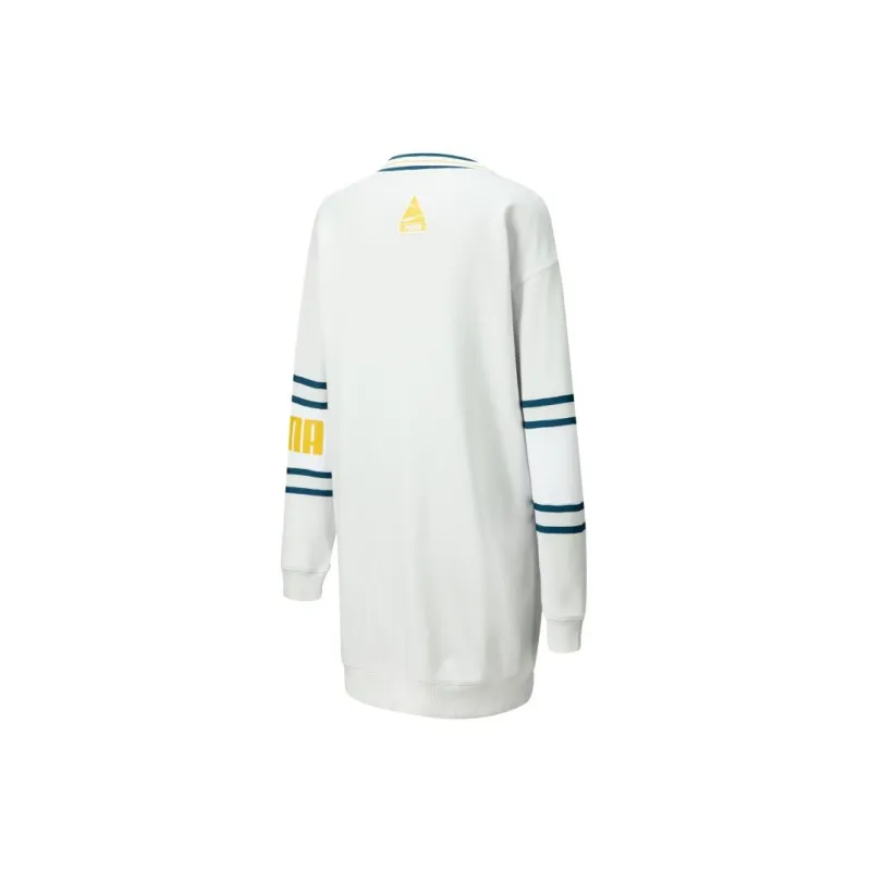 PUMA Urban Vintage Badge Long Sleeved Dresses Women's Gray-1