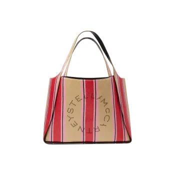 Stella McCartney Striped Logo Embellished Tote Bag