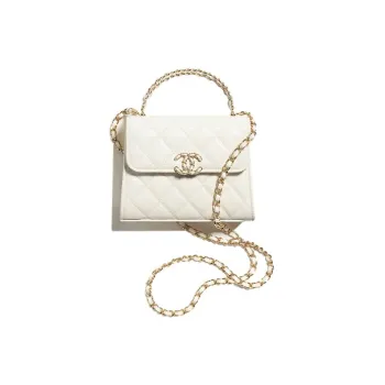 CHANEL 23P SS Calfskin Flap Bag, Clutch, Shoulder Bag, Crossbody Bag, Handbag Regular Women's White