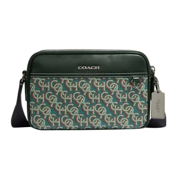 COACH Graham Cow Leather Camera Bag, Shoulder Bag, Crossbody Bag Medium Size Women's Amazon Green & Black