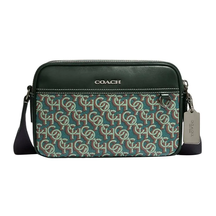 COACH Graham Cow Leather Camera Bag, Shoulder Bag, Crossbody Bag Medium Size Women's Amazon Green & Black-0
