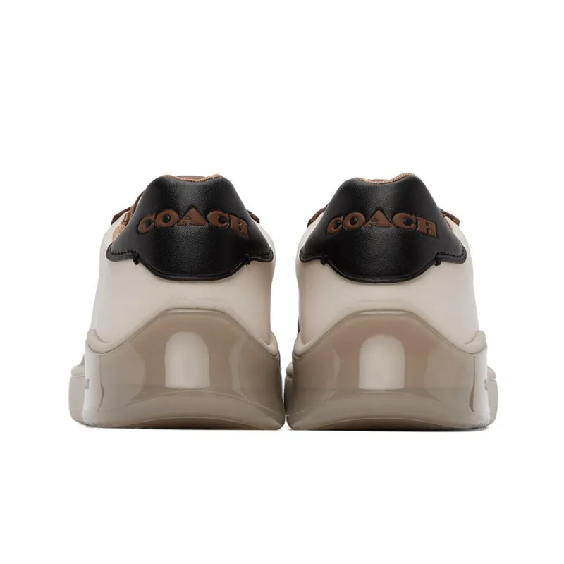 COACH Court Stylish Skateboarding Shoes Men's Beige Brown-3
