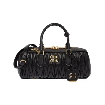 MIU MIU Matelassé Soft Sheep Leather Shoulder Bag, Crossbody Bag, Handbag Women's Black