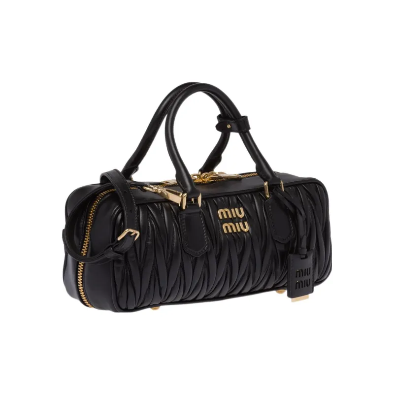 MIU MIU Matelassé Soft Sheep Leather Shoulder Bag, Crossbody Bag, Handbag Women's Black-1