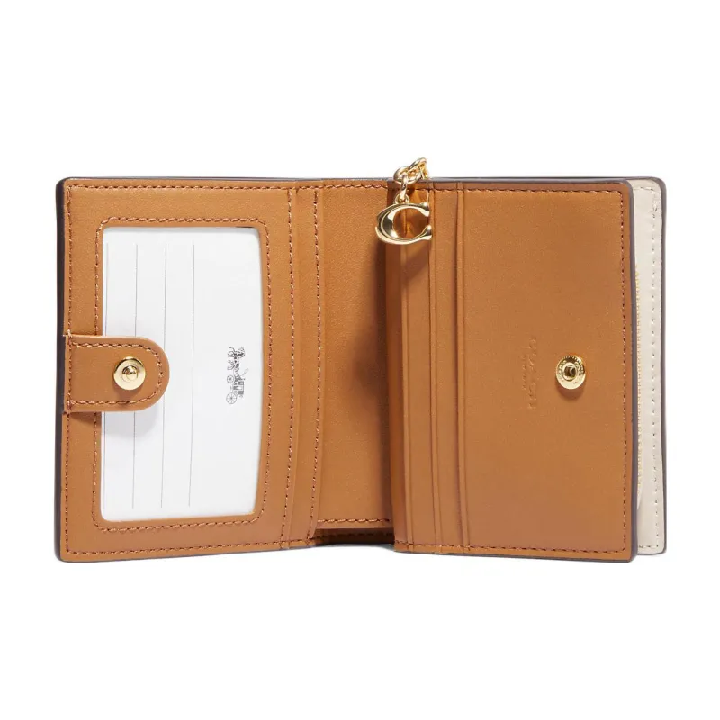 COACH Snap Wallet Canvas With Leather Wallet Women's Chalk White-1