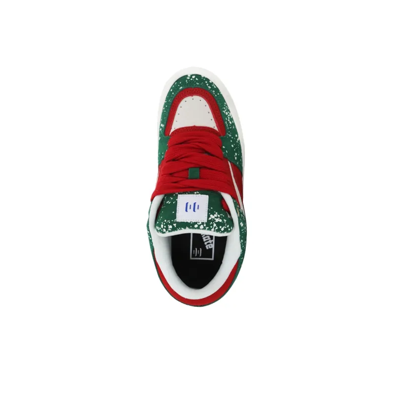 Ollieskate Bright Puffy Shoes Anti Slip Wear Resistant Low Top Skateboard Shoes Unisex Red Green Multicolor-4
