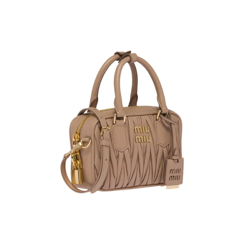 MIU MIU Arcadie Series Leather Shoulder Bag, Crossbody Bag, Handbag Trumpets Women's Camel-1