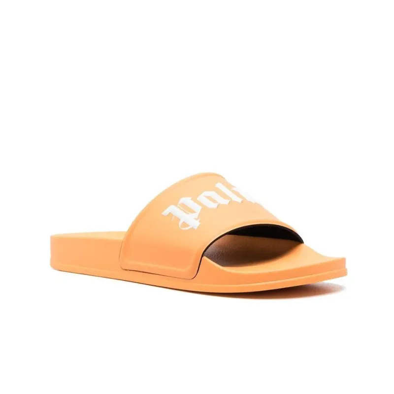 PALM ANGELS Logo Pool Slides Orange White-2