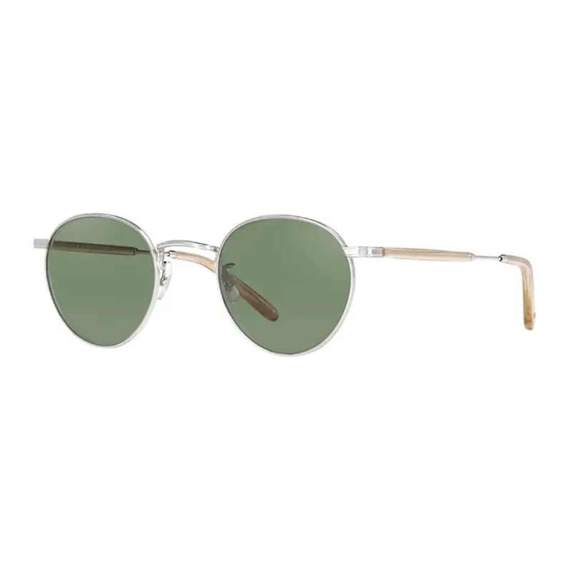 GARRETT LEIGHT Metal Frame Oval Sunglass Unisex Silver/Green-0