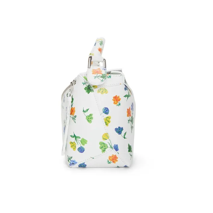 LOEWE Puzzle Satin Calfskin Shoulder Bag Crossbody Bag Handbag Small Size Women's White/Multicolor-2