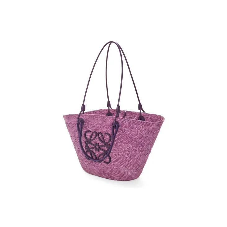 LOEWE Anagram Iraci Palm With Calfskin Handbag, Shoulder Bag Women's Purple-1
