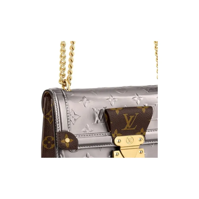 LOUIS VUITTON Embossed Patent Leather, Cow Leather Chain Bag, Crossbody Bag, Shoulder Bag Women's-4