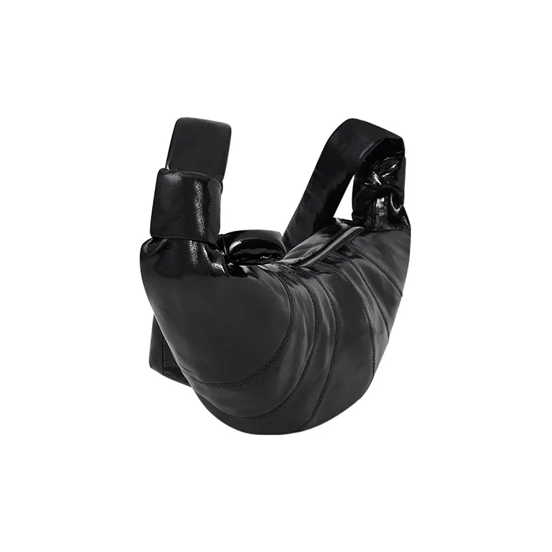 Lemaire Croissant Series Cotton Croissant Bag, Shoulder Bag, Crossbody Bag Medium Size Unisex Black-1