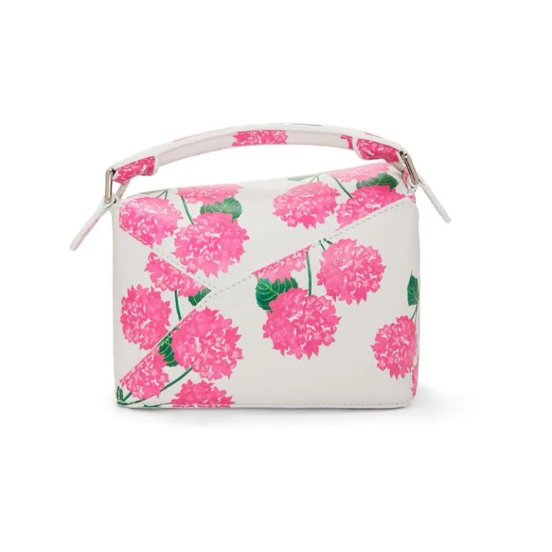 LOEWE Puzzle Satin Calfskin Shoulder Bag Crossbody Bag Handbag Mini Women's Pink/White-3