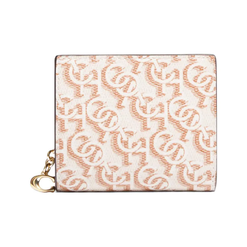 COACH Snap Wallet Canvas With Leather Wallet Women's Chalk White-0