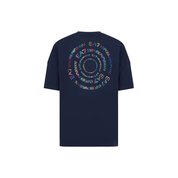 EMPORIO ARMANI EA7 SS23 Drop Shoulder Sleeve T Shirt Men's Navy-1