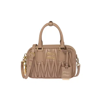 MIU MIU Arcadie Series Leather Shoulder Bag, Crossbody Bag, Handbag Trumpets Women's Camel