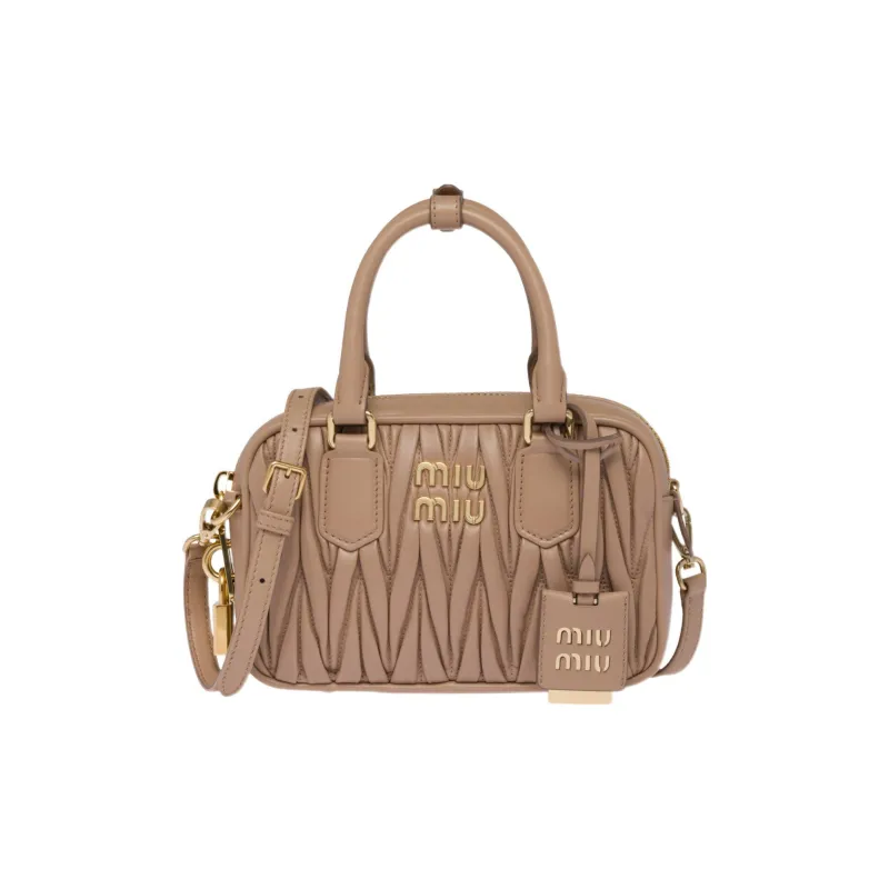 MIU MIU Arcadie Series Leather Shoulder Bag, Crossbody Bag, Handbag Trumpets Women's Camel-0