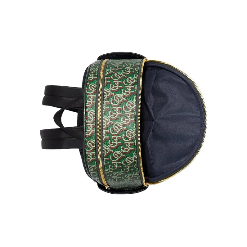 COACH Print Coated Canvas With Refined Pebbled Leather Backpack Tubas Women's Green-2