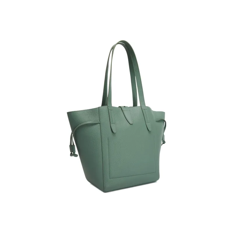 Furla Net Collection Grain Calfskin Basket Bag, One Shoulder Handbag Medium Size Women's Pea Green-3