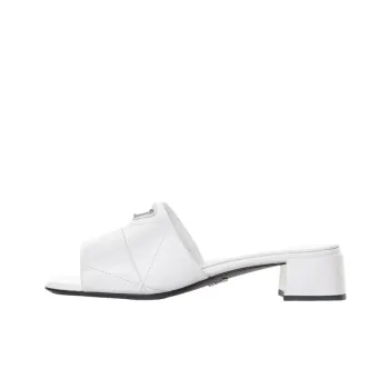 PRADA Logo plaque Quilted Leather Mules
