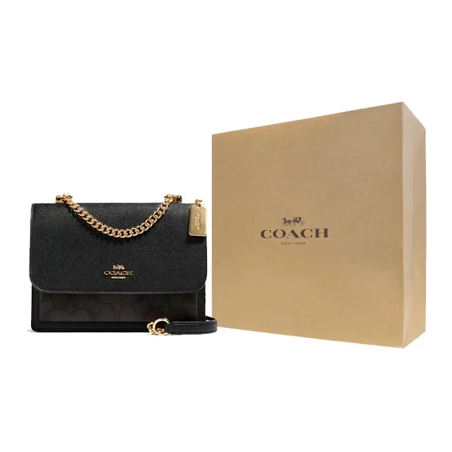 COACH Klare Leather Trunk Bag Chain Bag Shoulder Bag Crossbody Bag Small Size Women's Black-10
