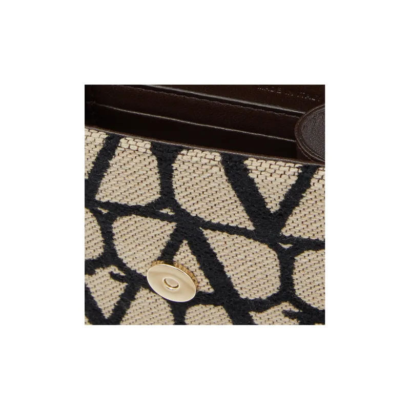 Valentino Locò Fabric With Leather Cell Phone Pouch Women's Beige/Black-5