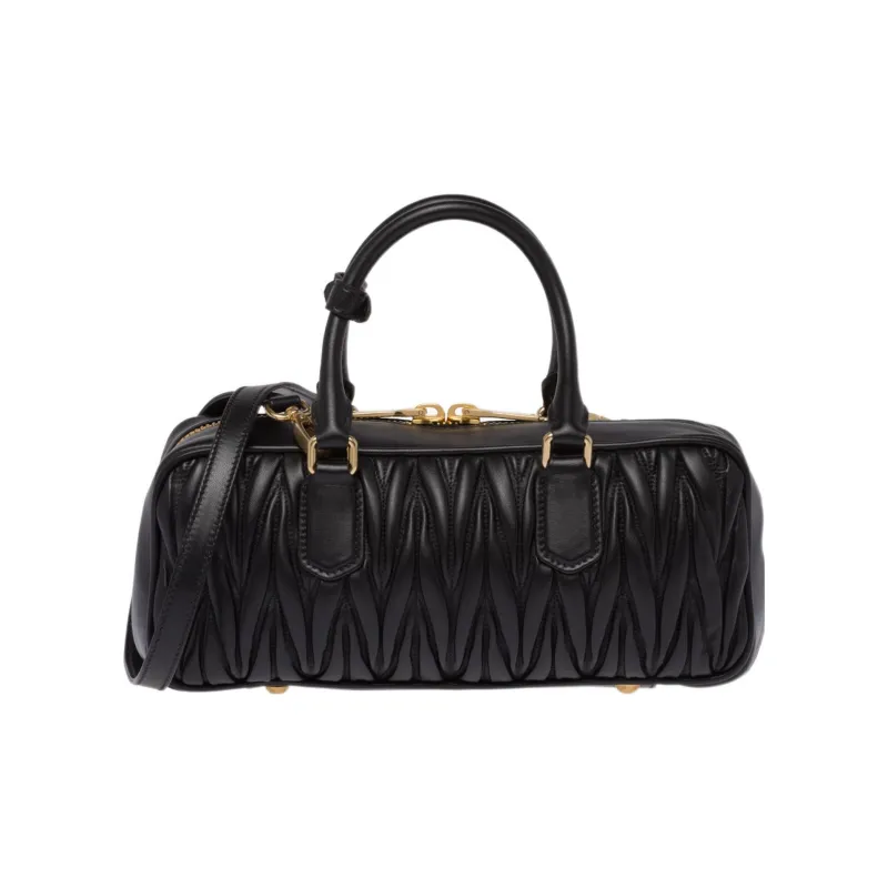 MIU MIU Matelassé Soft Sheep Leather Shoulder Bag, Crossbody Bag, Handbag Women's Black-2