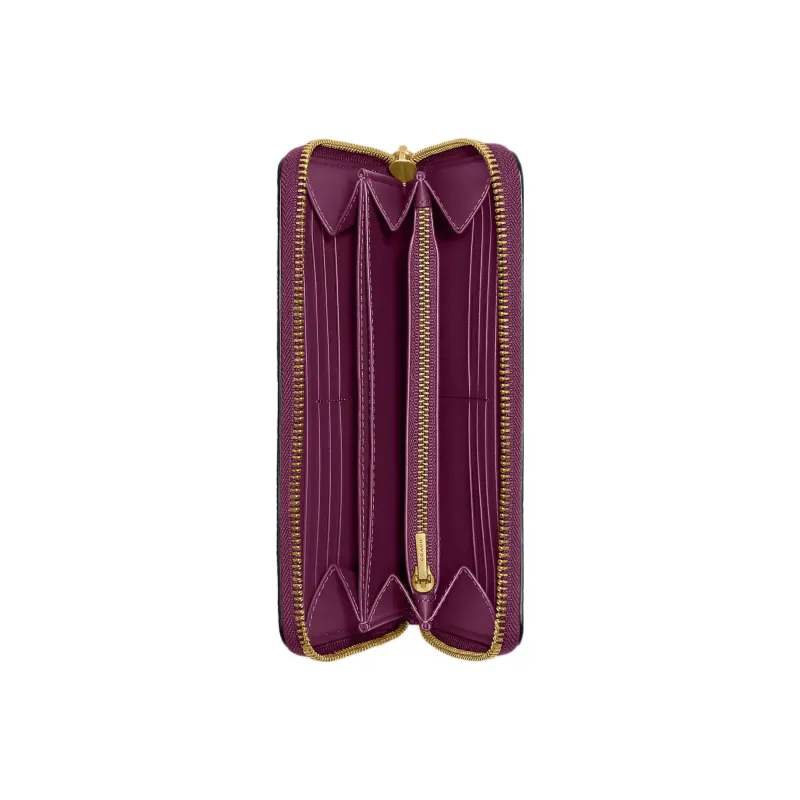 COACH Accordion Zip Pebbled Leather Card Holder Wallet Women's Deep Raspberry-1