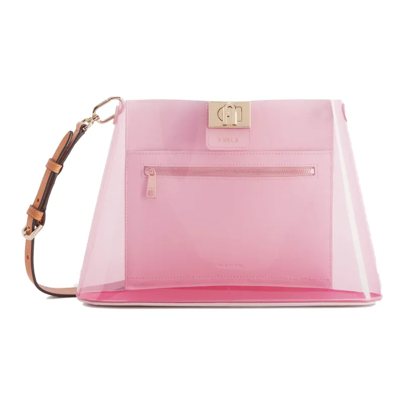Furla 1927 Collection Calfskin With Canvas Jelly Bag Crossbody Bag Shoulder Bag Women's Pink-0