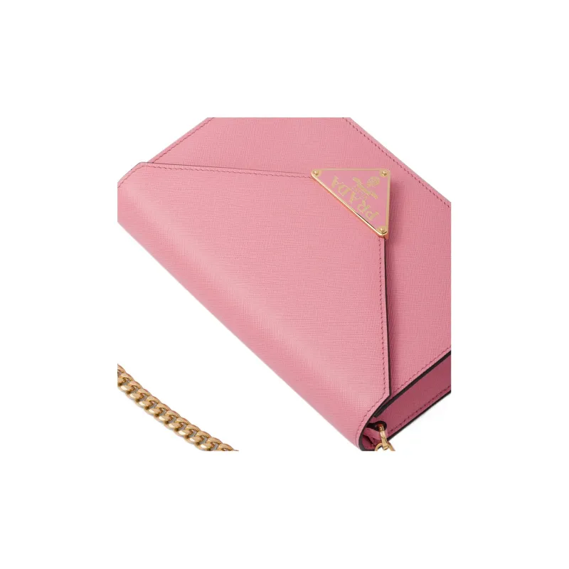 PRADA Saffiano Leather Crossbody Bag, Shoulder Bag Women's Pink-4