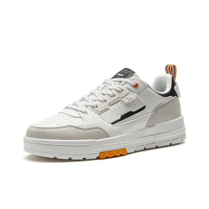 XTEP Anti Slip Wear Resistant Low Top Skateboard Shoes Milk Tea White-1
