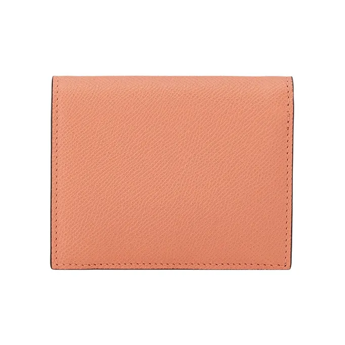 FERRAGAMO GANCINI Hammered Texture Calfskin Wallet Women's Coral Orange-2