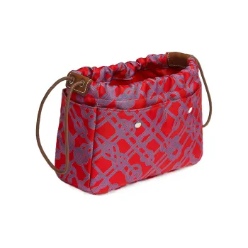 HERMES Fourbi Silk With Cow Leather Detail Bag Insert Storage Bag Clutch Women's Heart Red/Light Tawny